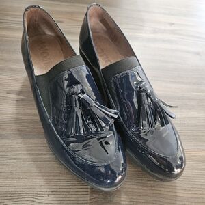 Wonders Fly UK 40 US Size 9.5 Memory Gel Navy Blue Wedged Heel Women's Slip On D